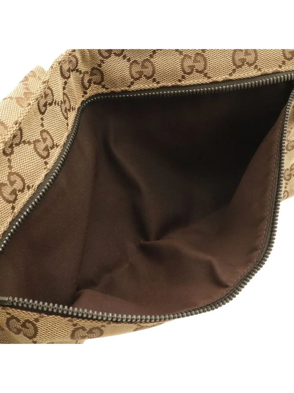 Gucci GG Canvas Sherry Line Belt Bag Waist Pouch Hip Leather Khaki Beige Dark